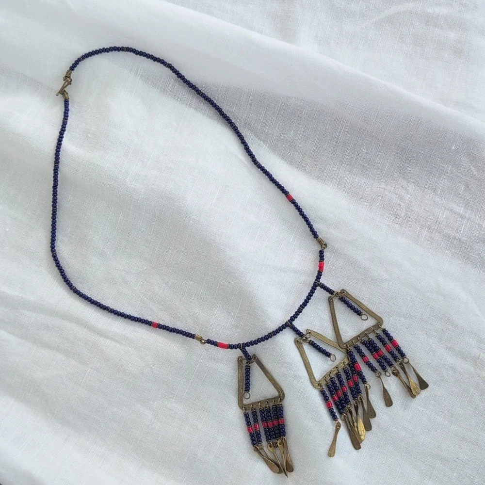 Vintage African Beaded Necklace - Picture 3 of 10